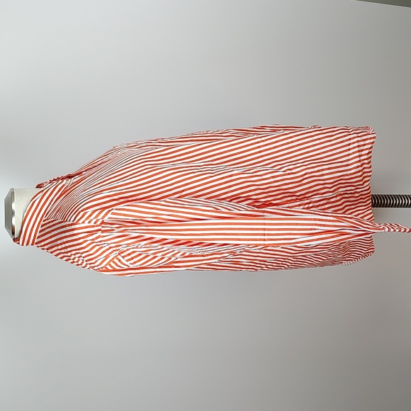 Y2K Brooks Brothers Orange White Striped Button Down Shirt Cotton SZ Large - Picture 8 of 11
